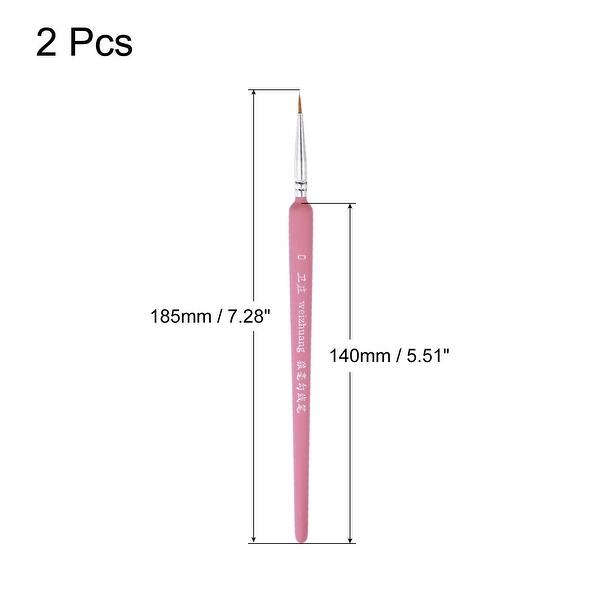 slide 3 of 6, Detailing Paint Brush 0.33" Bristle Length with Pink Wood Handle 2Pcs Pink