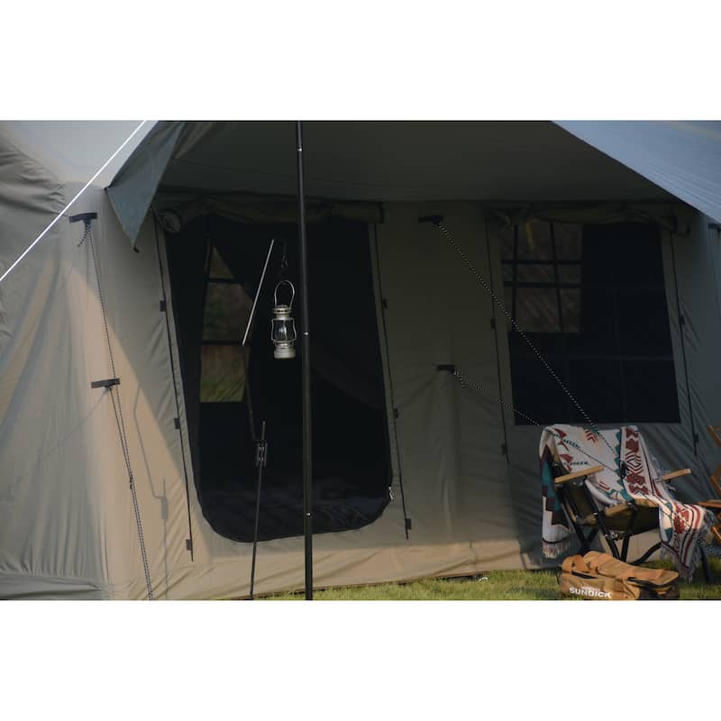 9.8 x13ft with canopy, Inflatable Camping Tents with Hand Pump, Air Glamping Tents, Easy Setup Waterproof