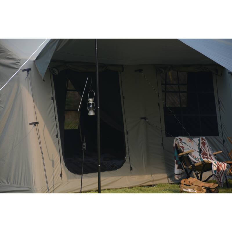 9.8 x13ft with canopy, Inflatable Camping Tents with Hand Pump, Air Glamping Tents, Waterproof and Windproof