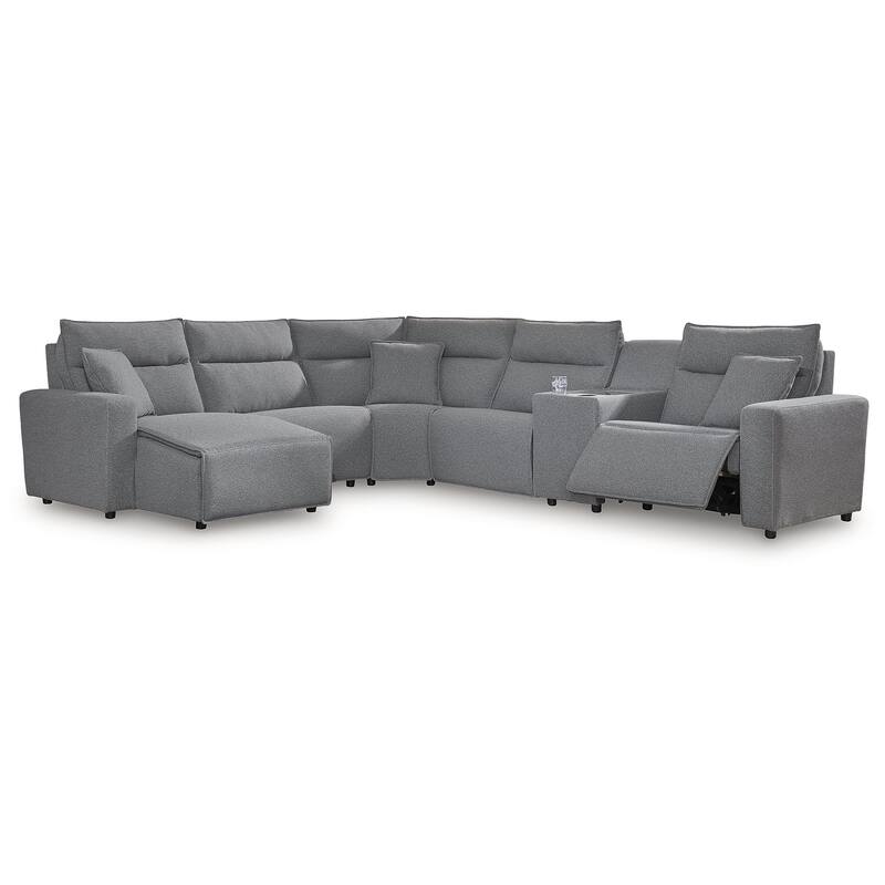 Signature Design by Ashley Modmax Gray 6-Piece Power Reclining Sectional with Chaise - 143" W x 125" D x 41" H