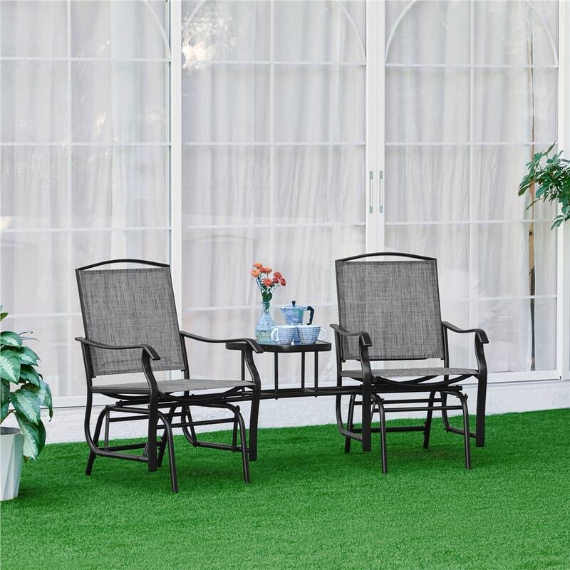 Yaheetech 2-Person Patio Glider with Table Swing Glider Chair