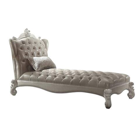Upholstered Chaise with 1 Pillow in Vintage Gray and Bone White