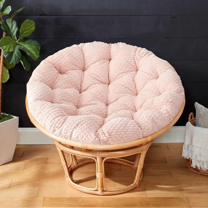 Sorra Home Soft Chunky Indoor Corduroy Papasan Cushion (Cushion Only) - 44 in x 44 in x 4 in - Becklee Blush
