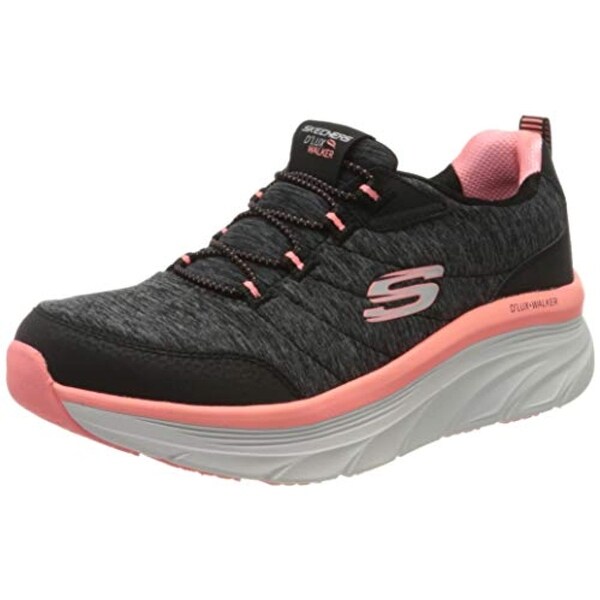 skechers black leather trainers
