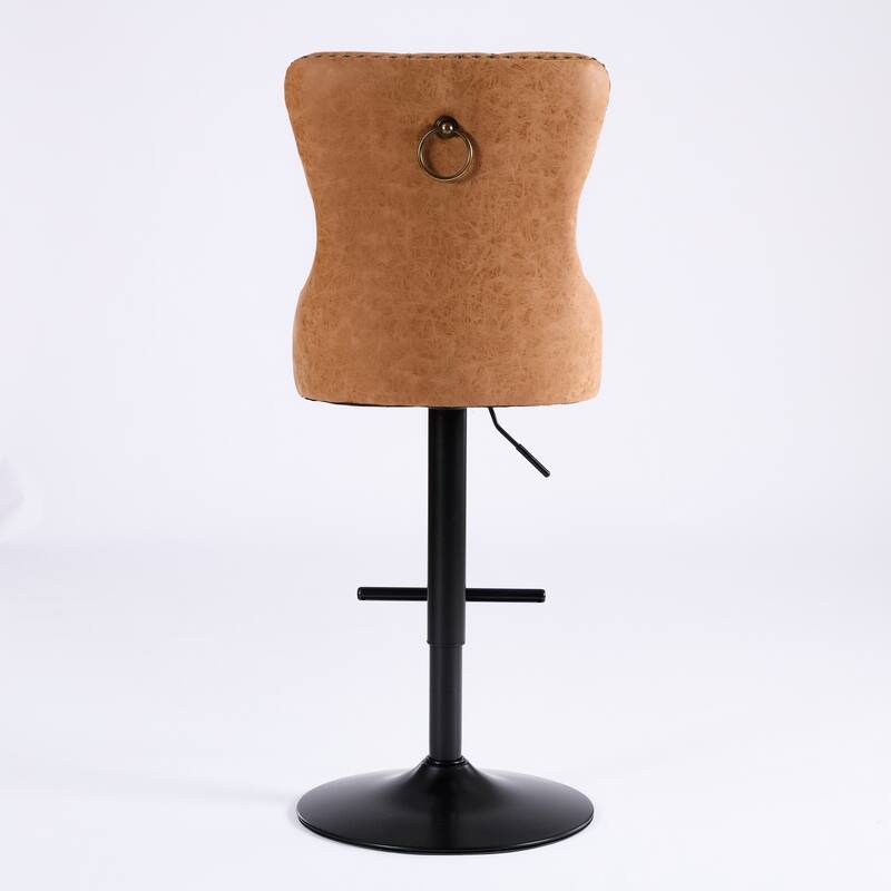 Modern Adjustable Seat Height Swivel Barstools with Tufted Back - Set of 2