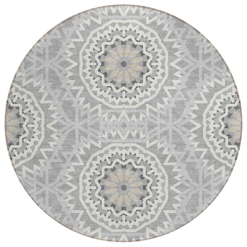 HomeRoots Floral Medallion Transitional Rectangle Outdoor Rug