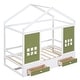 preview thumbnail 12 of 24, Twin Size Farmhouse Style Pine Wood House Bed with 2 Drawers, Wood Platform Bed Frame with Window for Kids Boys Girls