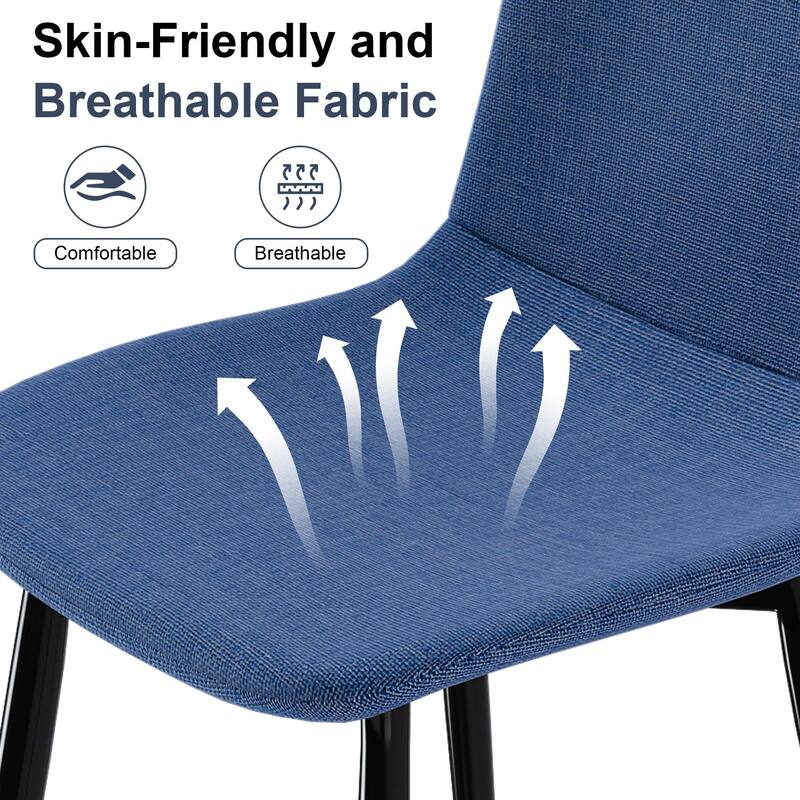 Modern Fabric Dining Chair Set of 4, Armless Side Chair with Iron Legs