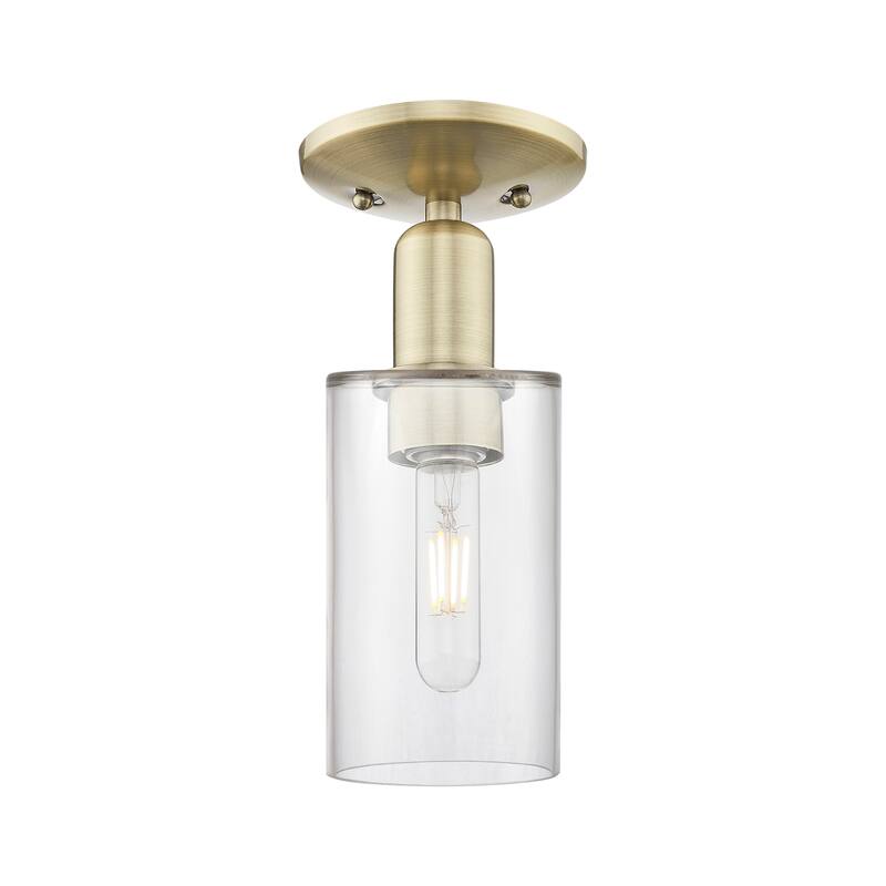 Innovations Lighting Endless Possibilities Arcadia - Clymer - 1 Light 4" Semi-Flush Mount - Antique Brass/Clear