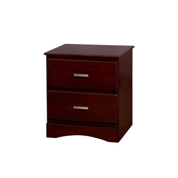 2 Drawer Wooden Night Stand In Transitional Style, Cherry Brown