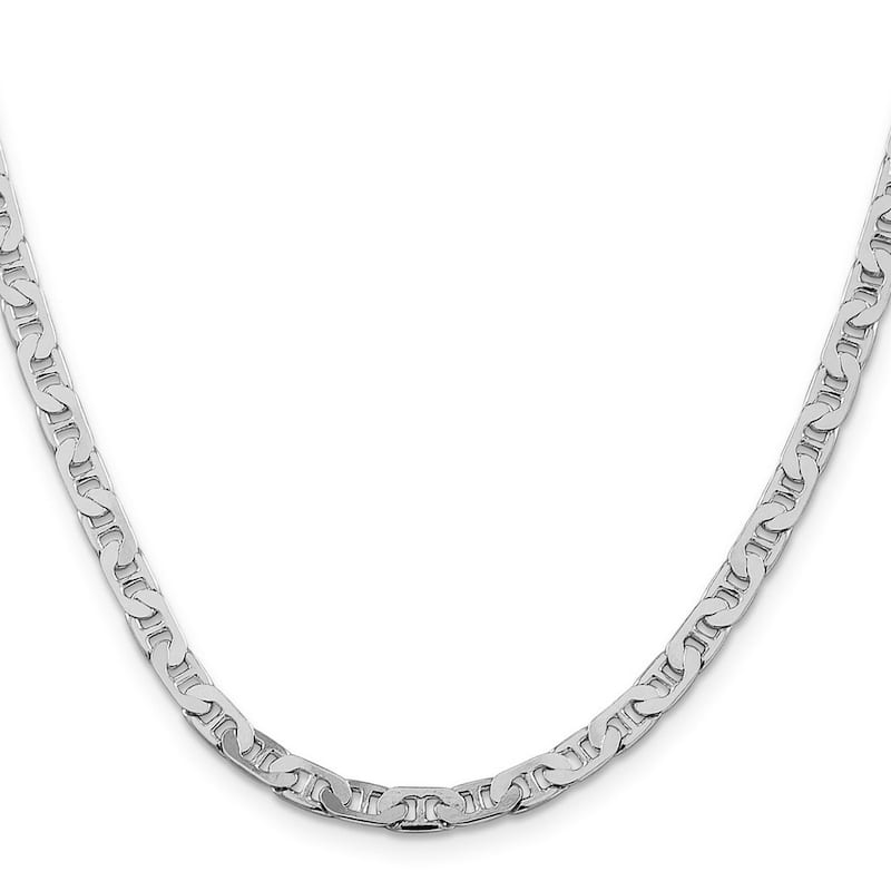 Curata 925 Sterling Silver Rhodium 4.5mm Flat Mariner Anchor Chain Necklace for Men