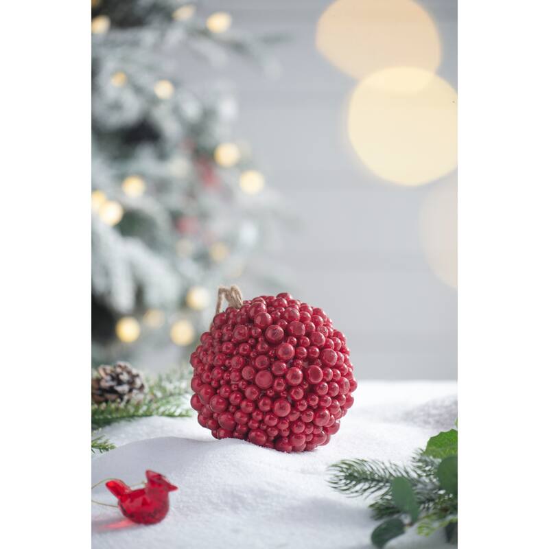 6.5x6.5" Red Berry Ball Ornament, Decorative Hanging Ball Christmas Tree Ornaments for Holiday , Set of 3