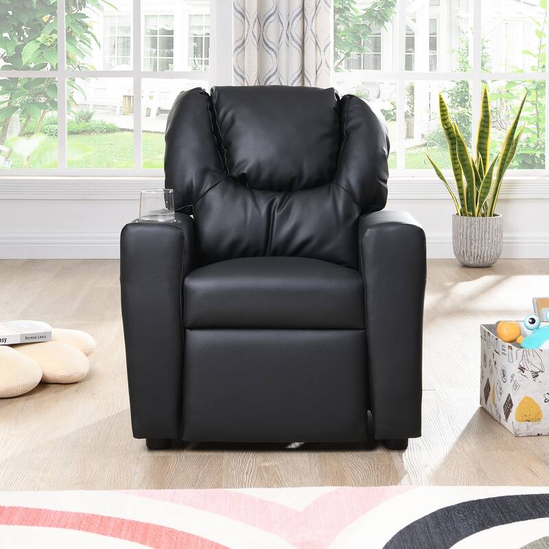 Toddlers Velvet Recliner With Headrest And Footrest