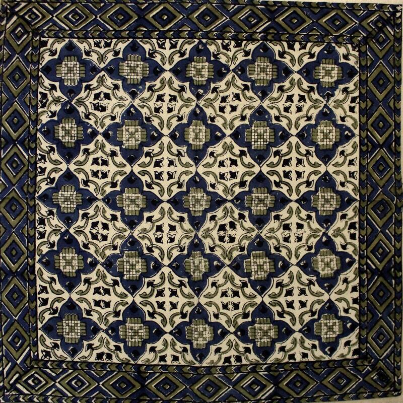 Vegetable Dyed Block Print Cotton Moroccan Tablecloth Collection
