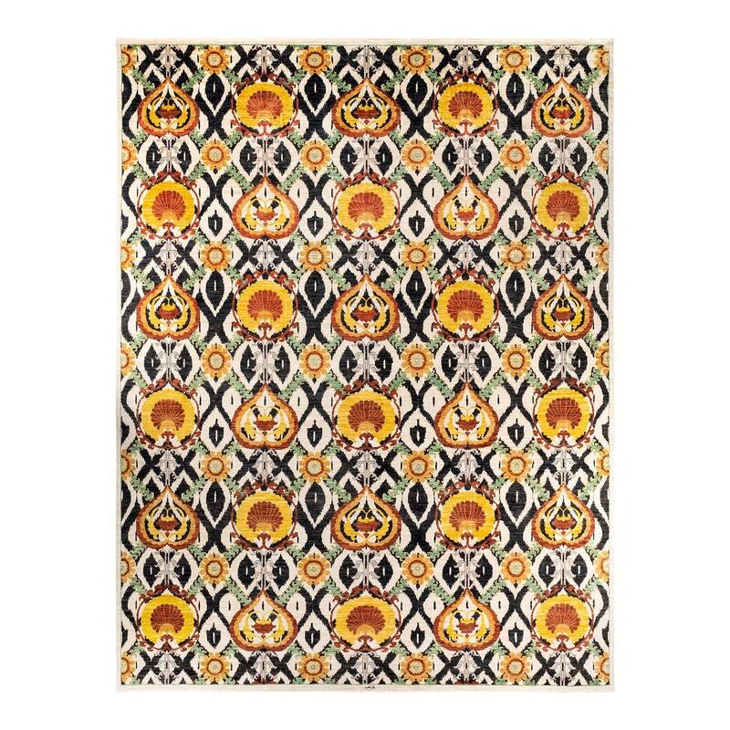 Overton Handknotted Wool Vintage Inspired Contemporary Suzani Ivory Area Rug - 15' 4" x 11' 10"