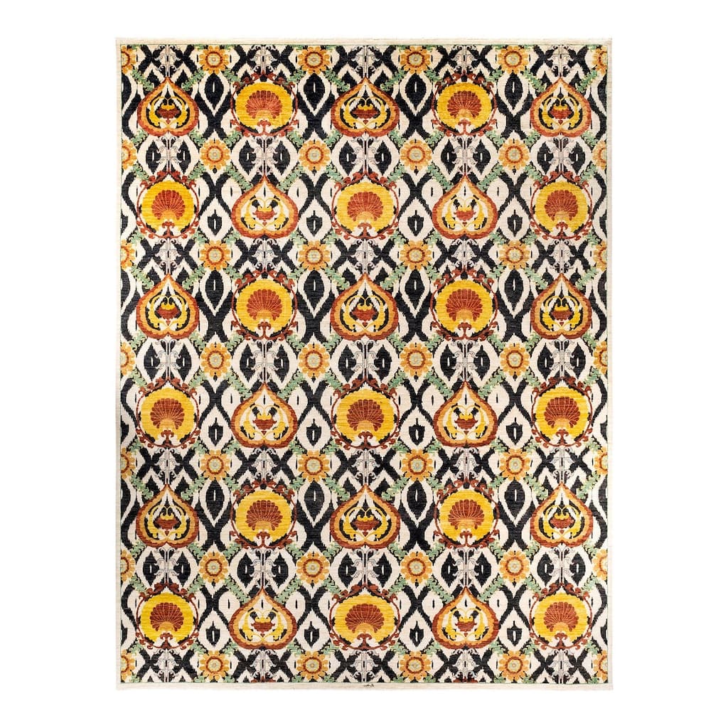 Overton Handknotted Wool Vintage Inspired Contemporary Suzani Ivory Area Rug - 15' 4" x 11' 10"