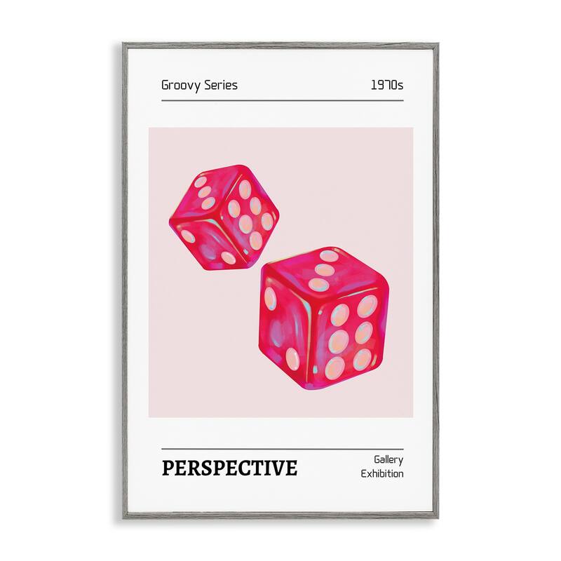 Stupell Pink Dice Pair Framed Giclee Art Design By LSR Design Studio - 20 x 30 - Grey