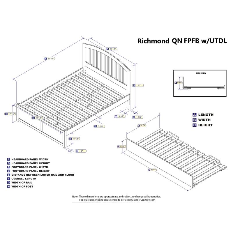Platform Bed with Footboard & Trundle - Twin XL Grey Wood Slat Design - USB Charging Ports