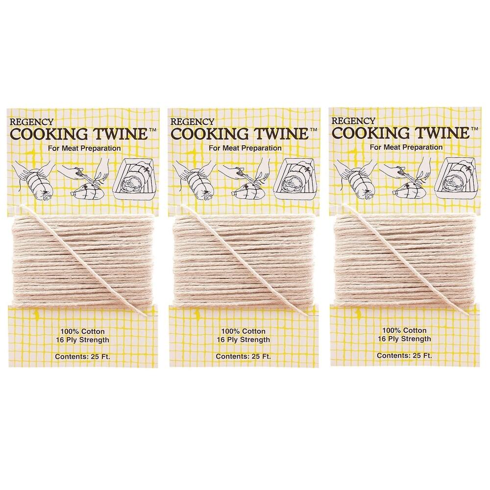 Regency 100% Cotton 25' Cooking Twine - Meat Poultry Preparation Butchers String - White