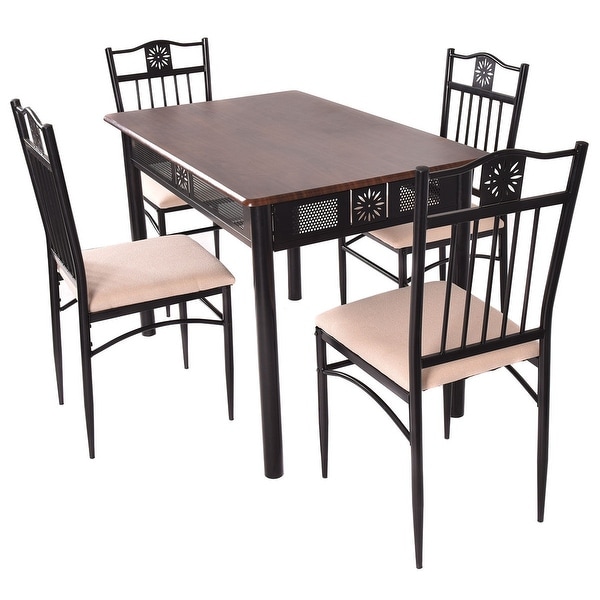 Shop Costway 5 Piece Dining Set Wood Metal Table and 4 ...