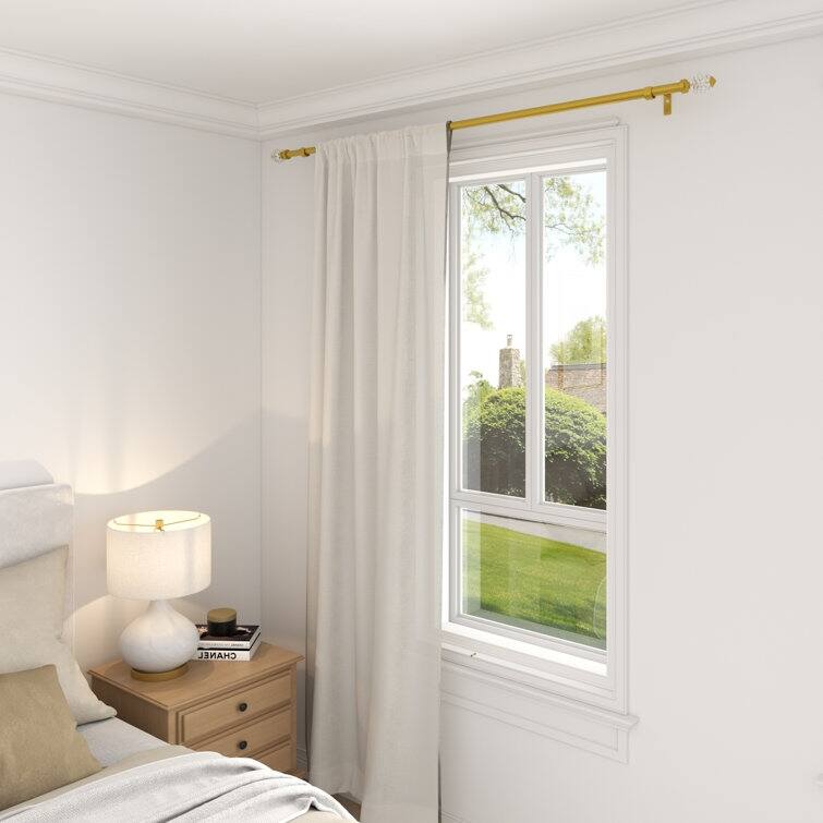 Acroma Adjustable Single Gold Curtain Rod for Windows & Doors.