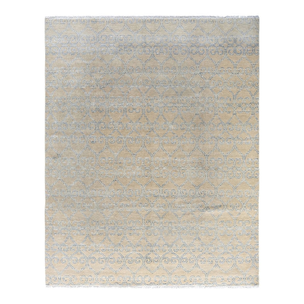 Modern One-of-a-Kind Handmade Area Rug - Beige, 8' 0" x 9' 10" - 8' 0" x 9' 10"