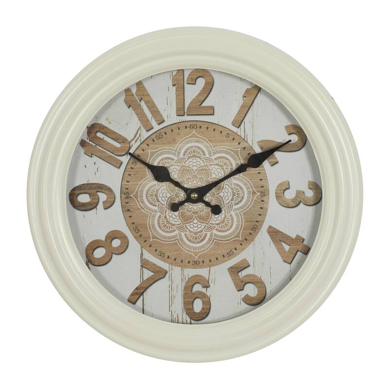 Metal Fluted Frame Decorative Wall Clock - White - Roche River Decor - White