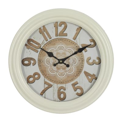 Metal Fluted Frame Decorative Wall Clock - White - Roche River Decor