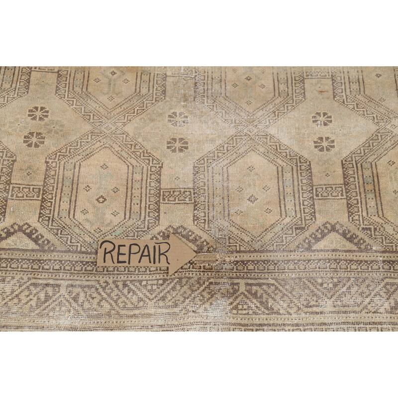Hand Knotted Oriental 100% Wool Carpet Traditional Geometric Brown Hamedan Area Rug - 9' 7'' X 5' 5''