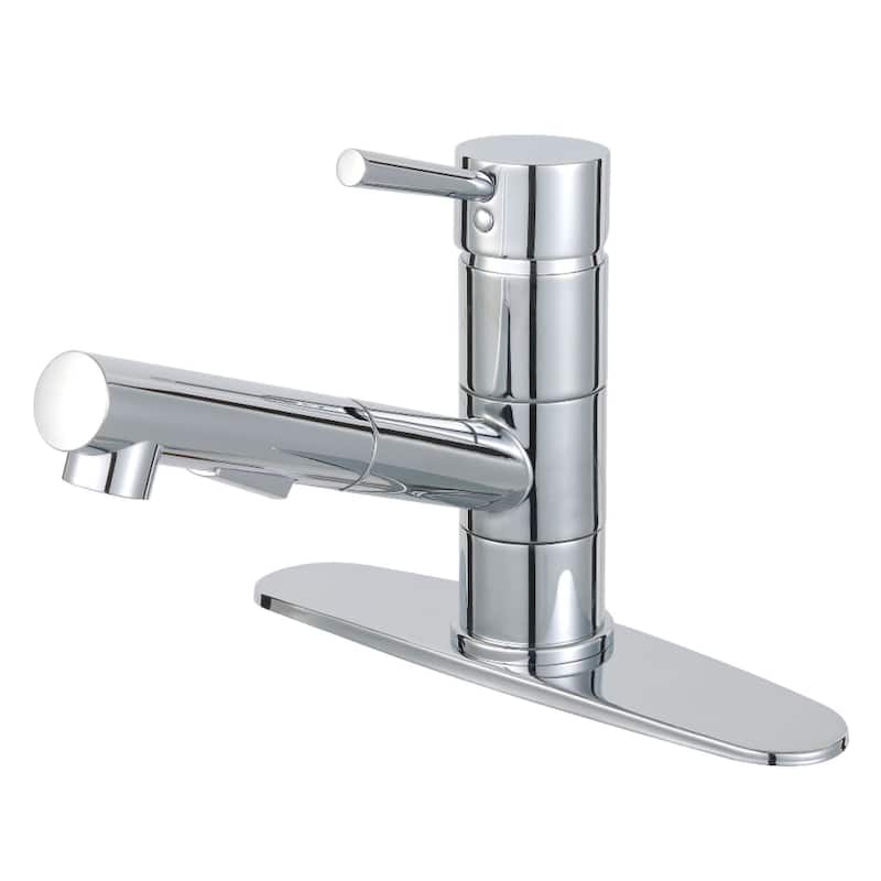 Kingston Brass Concord 1.8 GPM Single Hole Pull Out Kitchen Faucet - - Polished Chrome