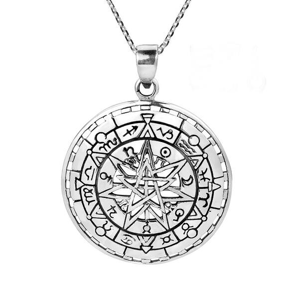Sterling Silver Womens 1mm Box Chain 3D Compass Pointing North Pendant Necklace 