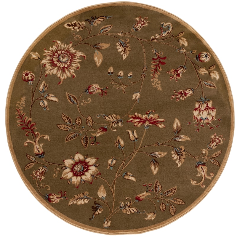 SAFAVIEH Lyndhurst Nazaria Traditional Floral Rug - 5'3" Round - Green/Multi