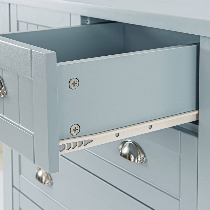 Modern Drawer Dresser with Solid Wood Frame and Retro Shell Handle