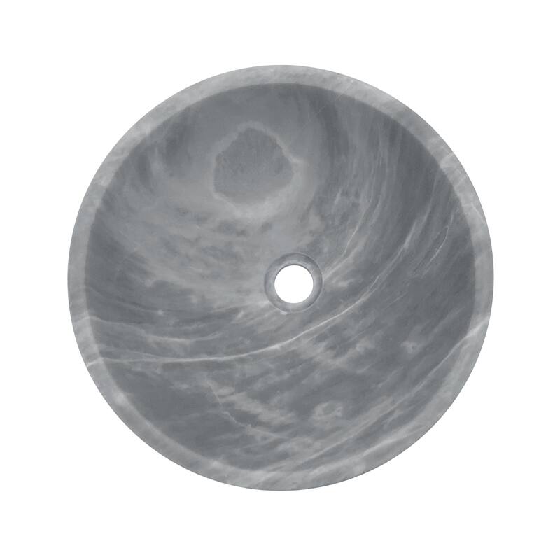 Roomfitters Round Marble Bathroom Vessel Sink, Natural Stone Countertop Wash Basin, Polished Bowl Vanity Sink