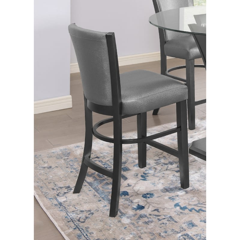 2pc Contemporary Glam Upholstered Counter Height Dining Side Chair Padded Fabric Upholstery Seat Back Wooden Furniture