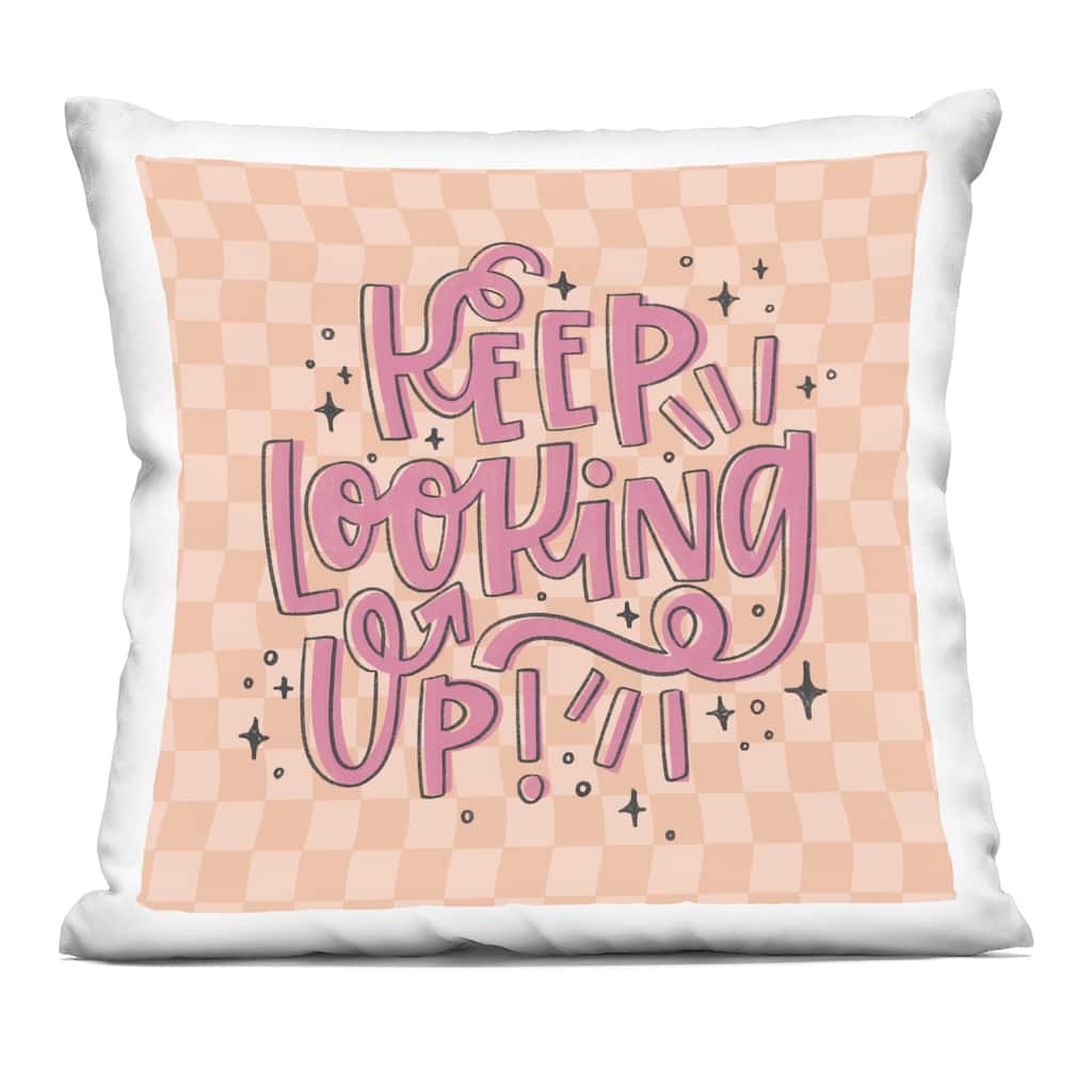Stupell Keep Looking Up on Checkered Decorative Printed Throw Pillow Design by Sarah Hickman
