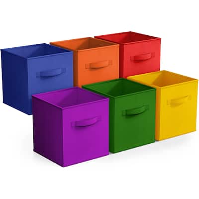 Sorbus Fabric Storage Bins 11" Set of 2 With 6 Foldable Storage Bins Foldable With Handles For Pantry, Cubbies, Toy Clothes- 6Pk