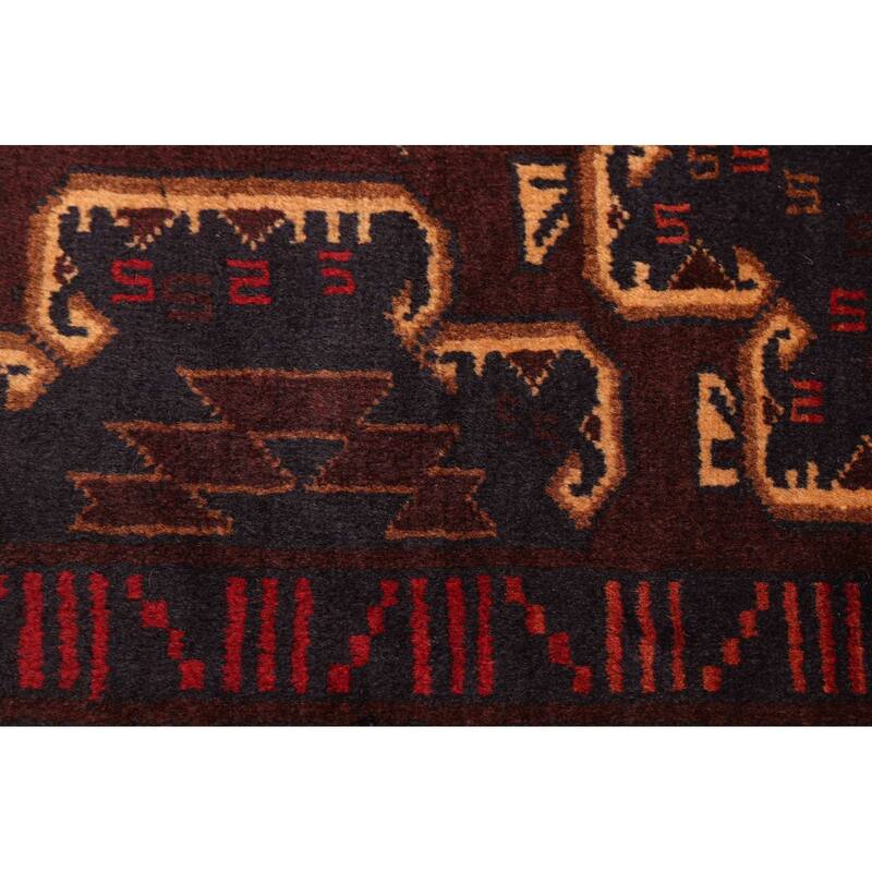 ECARPETGALLERY Hand-knotted Teimani Dark Navy, Dark Red Wool Rug - 3'11 x 7'8