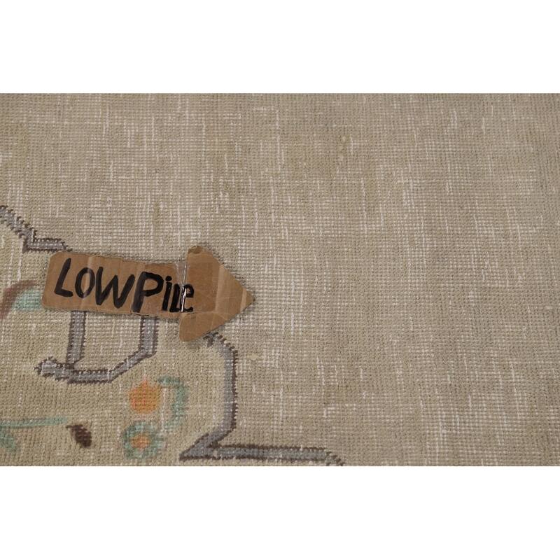 Medallion Tabriz Persian Area Rug Beige Handmade Wool Carpet - 9'1"x 11'0"