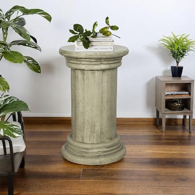 Unique Outdoor Concrete Side Table, Modern Pillar End Table for Home