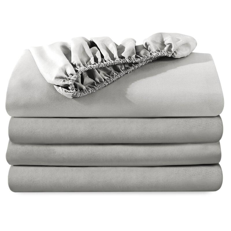 Bare Home 2-Pack Microfiber Fitted Bottom Sheets - Split King - Light Grey