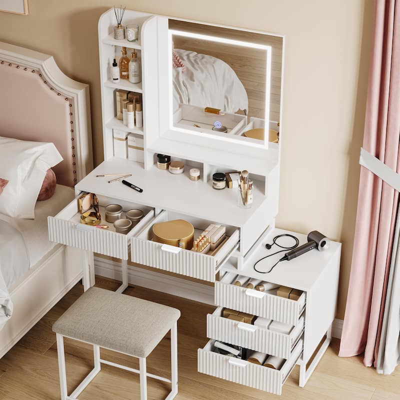 Makeup Vanity Desk with Mirror and Lights