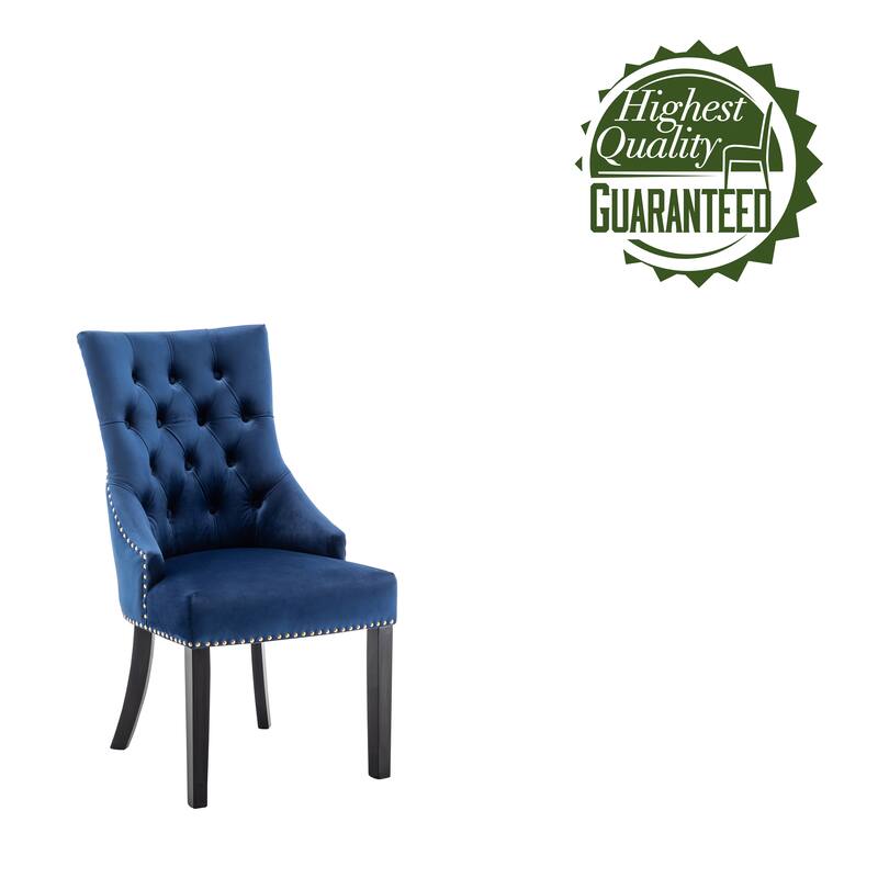 Porthos Home Dev Tufted Velvet Dining Chairs with Rubberwood Legs, Set of 2