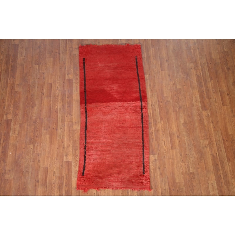 Moroccan Oriental Antique Area Rug Hand-knotted Wool Carpet - 2'7" x 5'9"