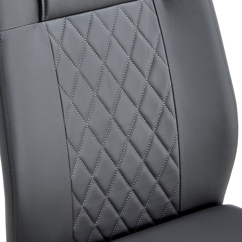 Faux Leather Dining Room Chairs with Upholstered Seat, Modern Kicthen Chairs Armless Accent Chairs with Metal Legs, Set of 4