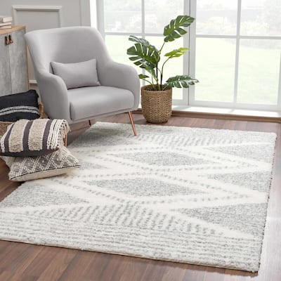 Hauteloom Lux Shag Collection Moroccan Farmhouse Shaggy High Plush Pile Area Rug