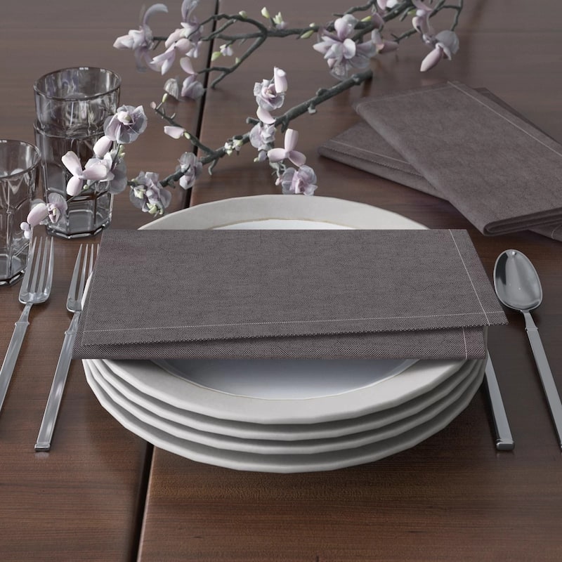 KAF Home Set of 4 Chambray Cotton Napkins, 20"x20" - 20 x 20 - Black