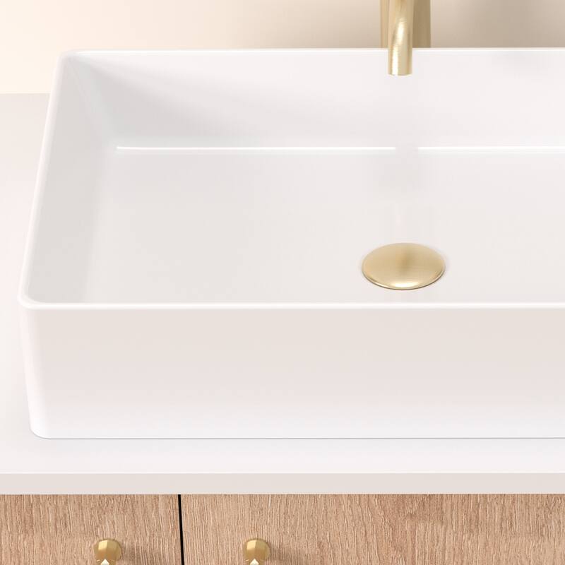 Modern Rectangular Ceramic Vessel Sink Countertop Bathroom Sink