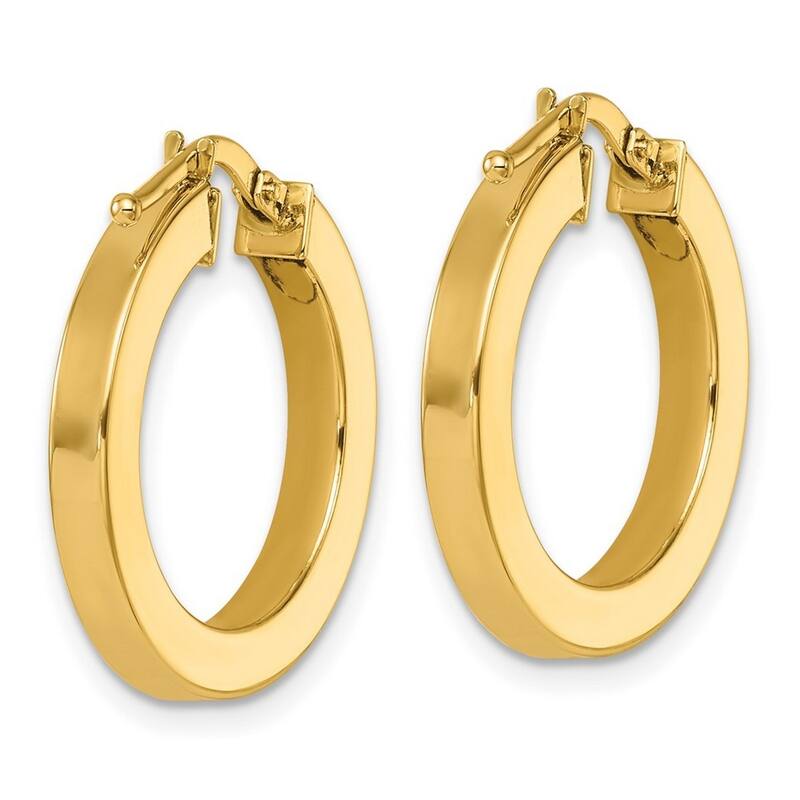 Curata 14k Yellow Gold Polished Square Tube Hoop Earrings - 22.3x21.4mm