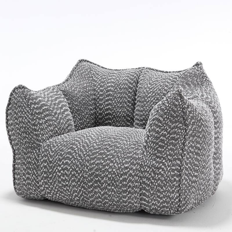 Chenille Square Bean Bag Chair, High Resilience Foam Lounge Chair, Cozy Aldult Lazy Sofa with Curved Armrests and Backrest